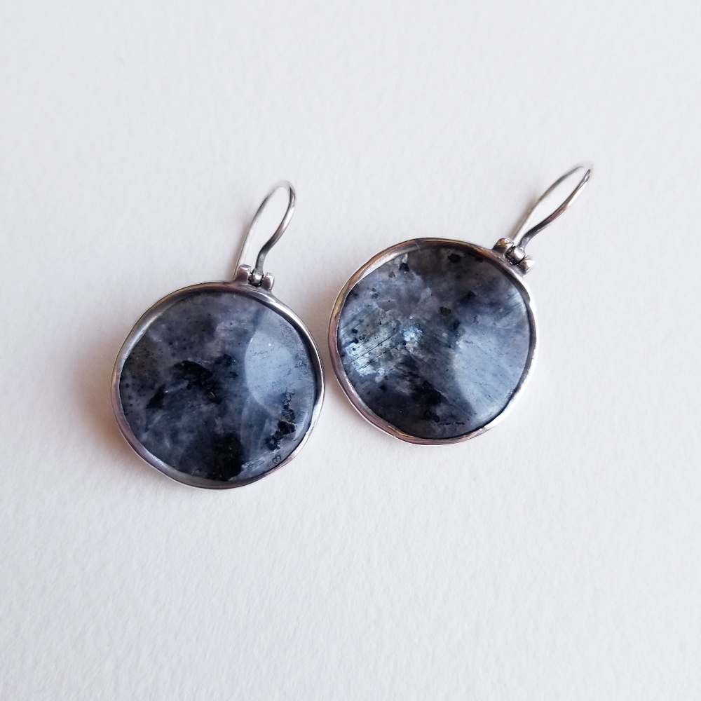 Silpada Felspar Gray Stone Sterling Earrings - Picture 3 of 4